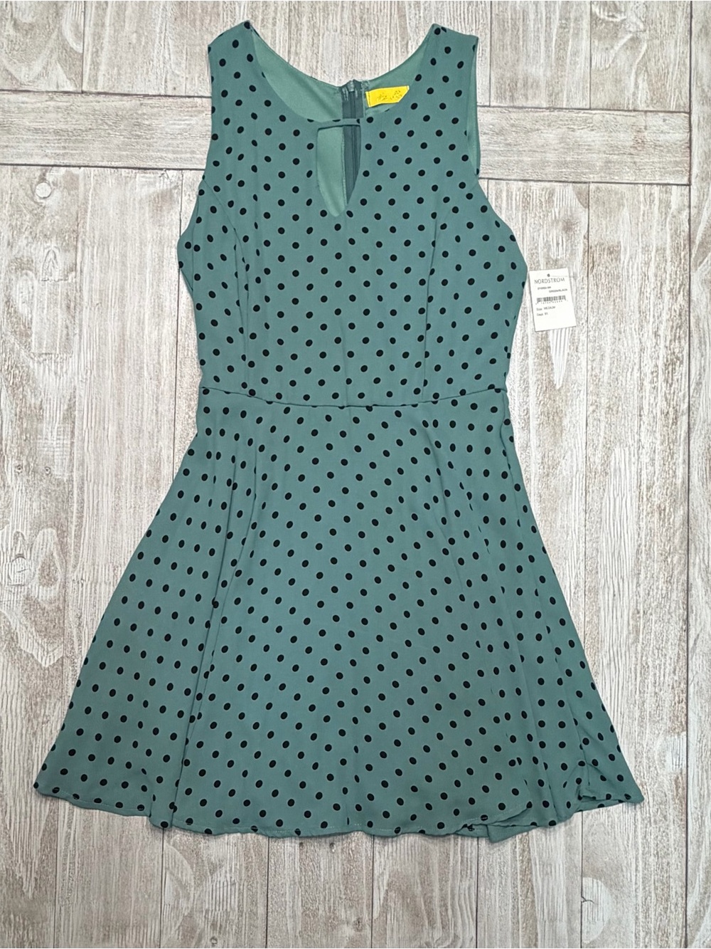 dee elle Teal Green Polka Dot Sleeveless Fit & Flare Dress